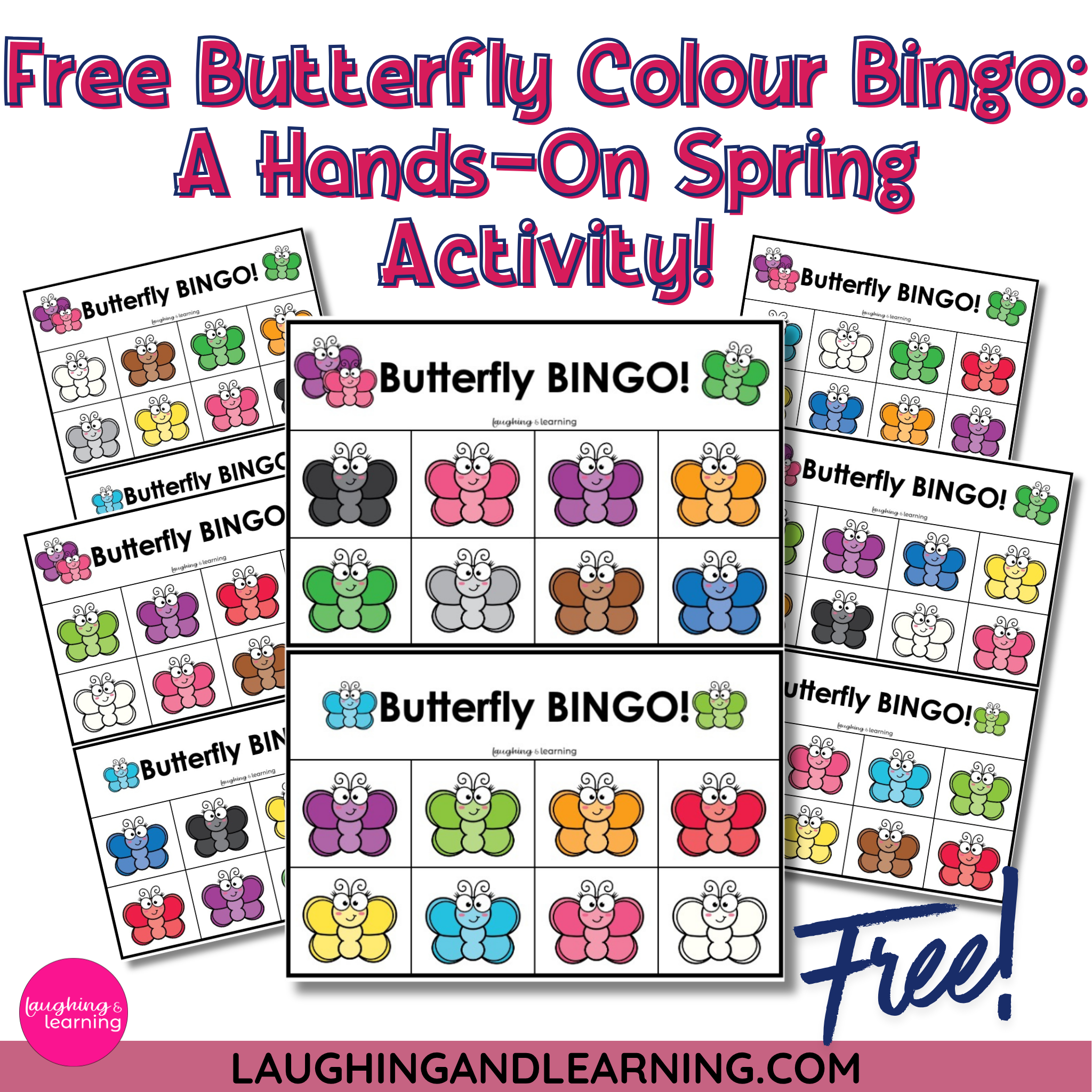 preschool colour bingo game with butterfly theme for teaching colour recognition and matching skills in early learning classrooms