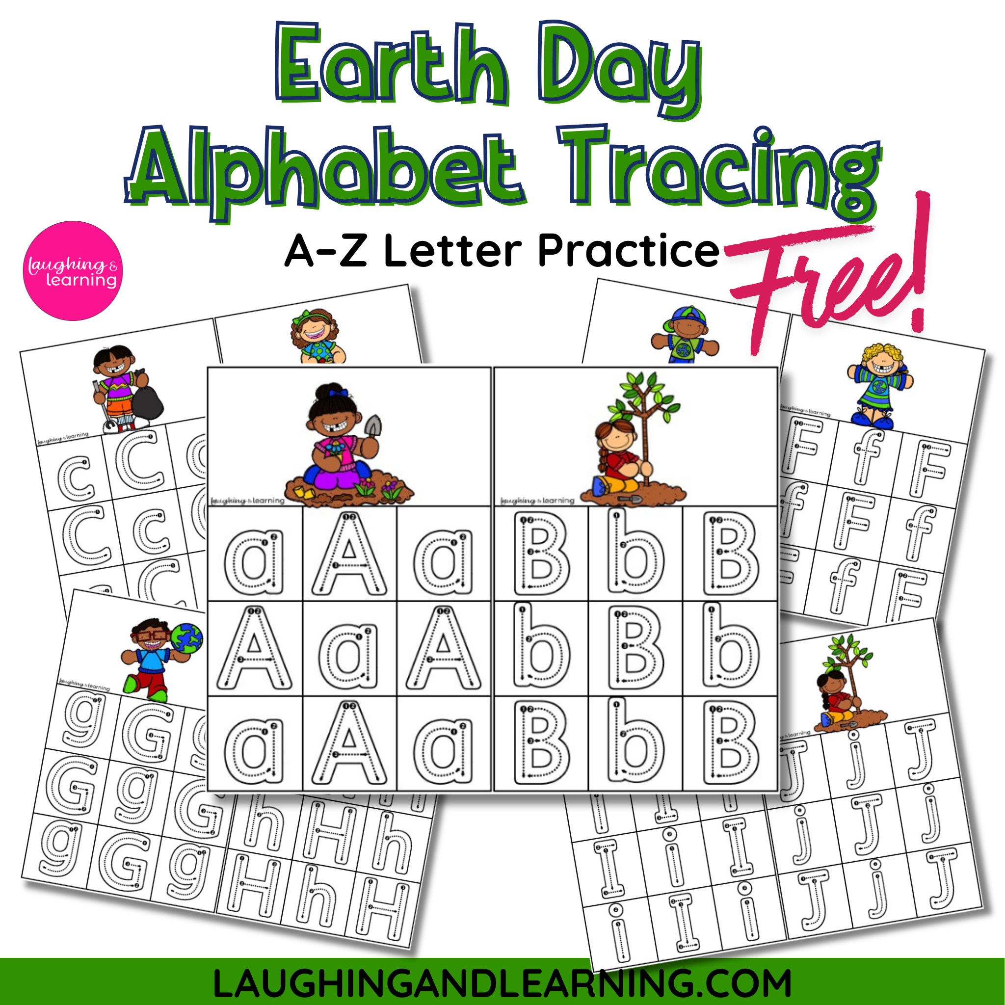 earth day writing activity with alphabet tracing cards for preschool and kindergarten learners