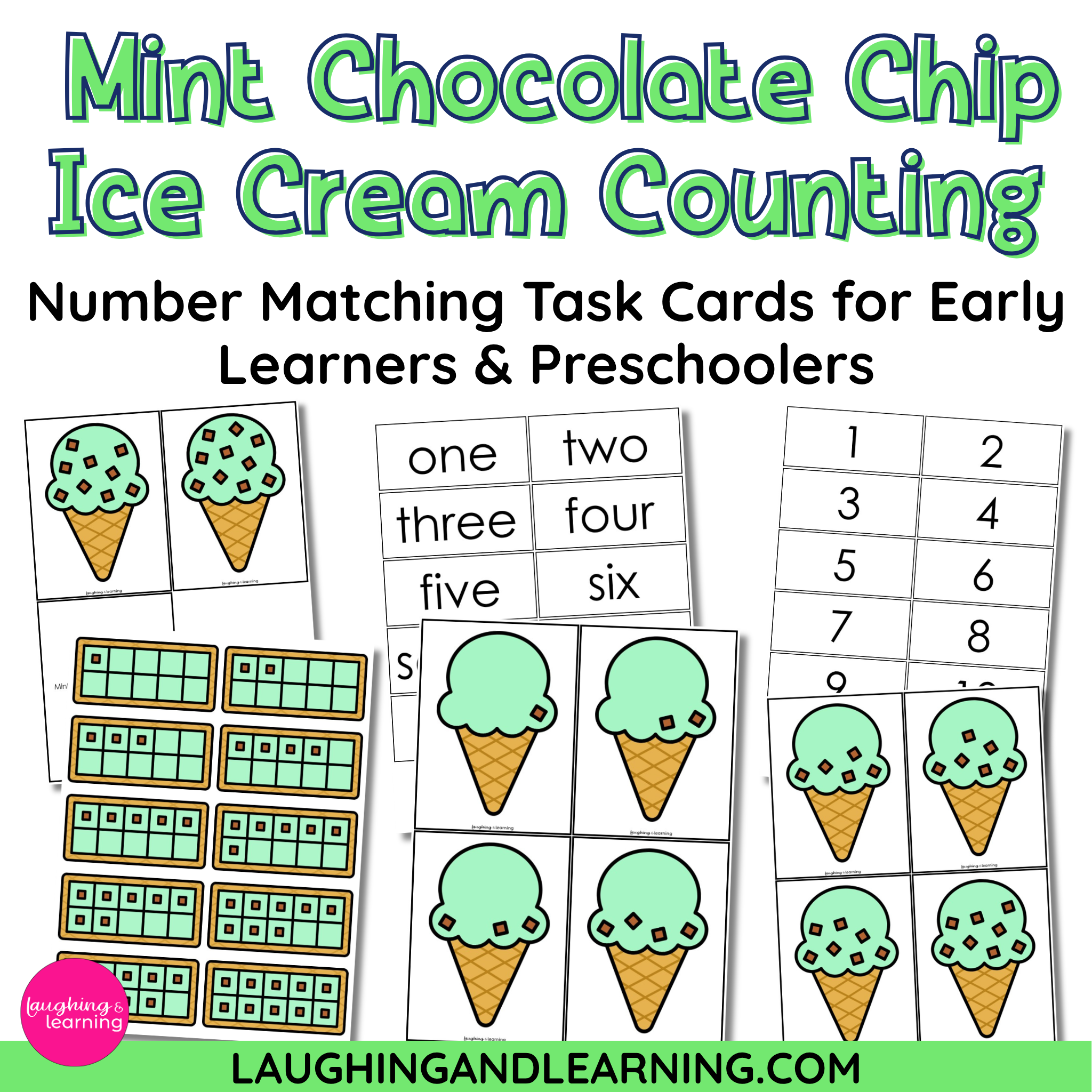 Mint Chocolate Chip Ice Cream Counting Activity for Early Learners