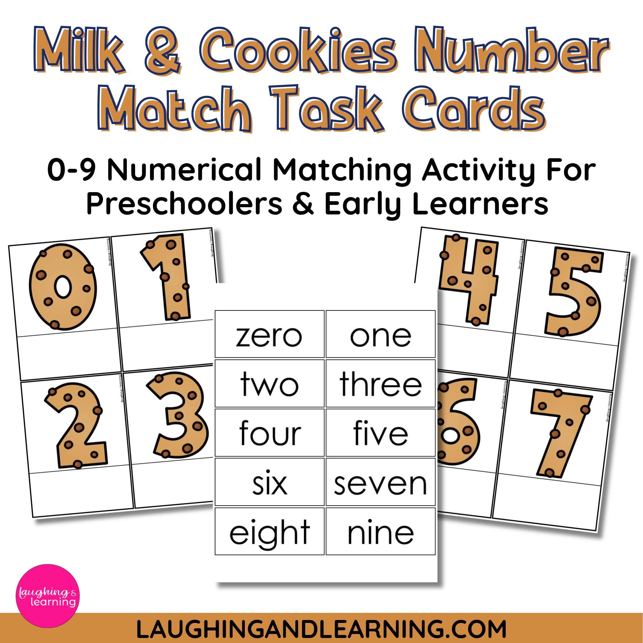 Milk and Cookies Number Match Task Cards for Early Learners