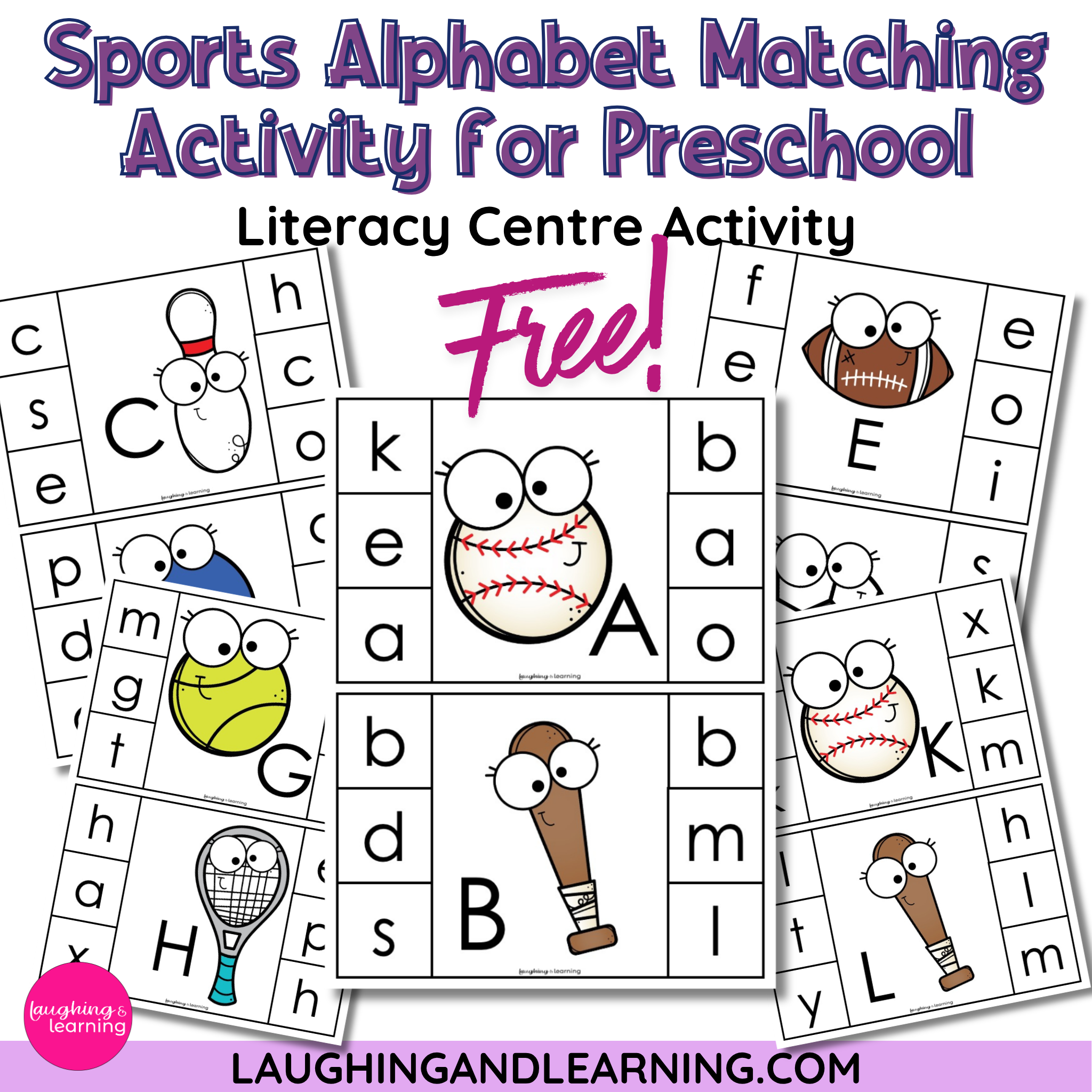 sports themed uppercase and lowercase letter matching activity for preschool literacy and fine motor development