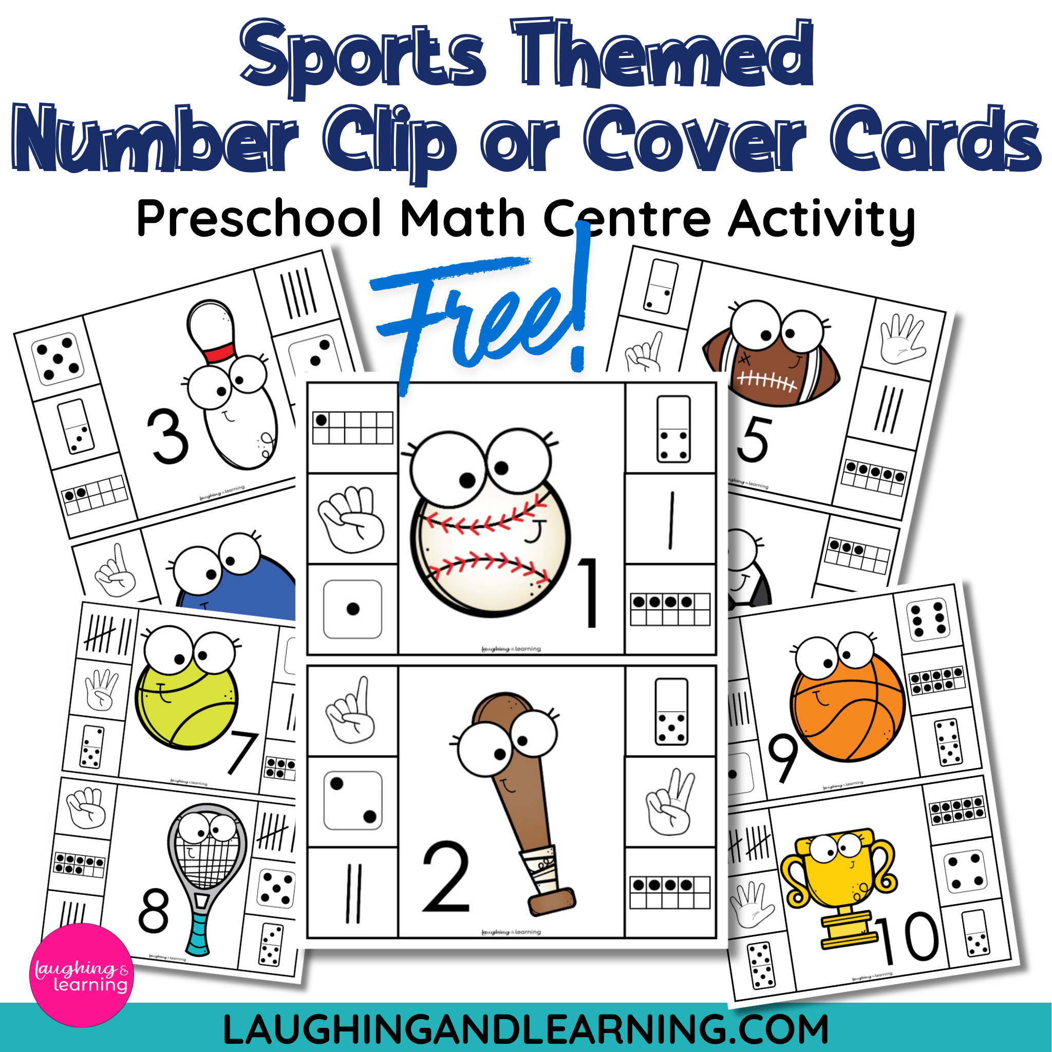 Free Sports Number Clip Cards (1–10) – Preschool Math Printable