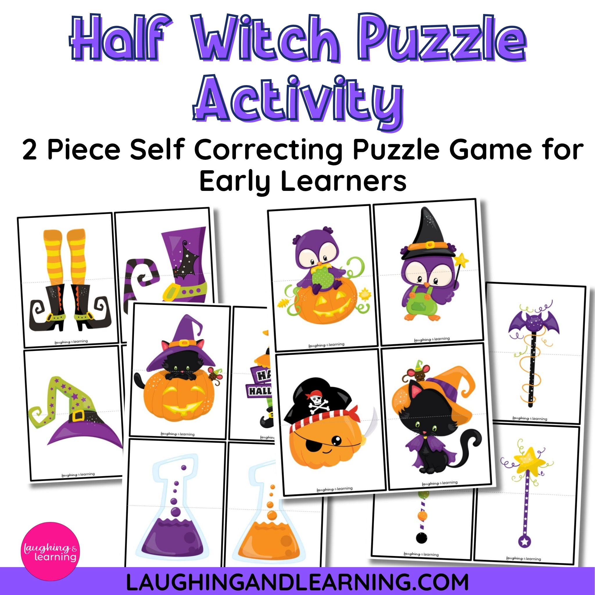 Half Witch Puzzle for Preschool and Kindergarten Learners